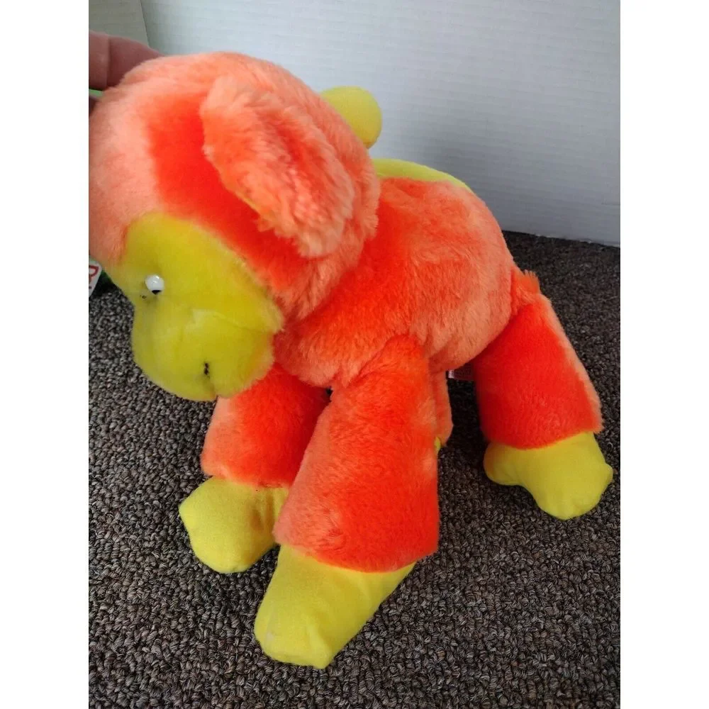 2- Dole Bananimals Orange Banachimp Plush & Green Tucan Vintage 80s Stuffed Toy